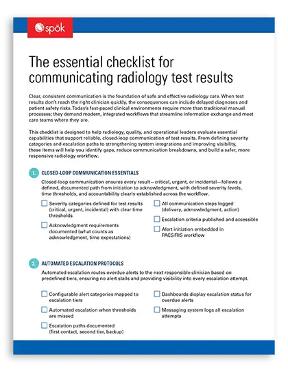 The essential checklist for communicating radiology test results | Spok